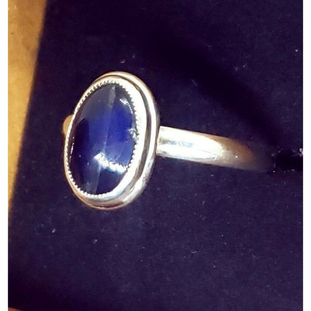Dark blue labradorite crystal ring handmade sterling silver 925 size 7